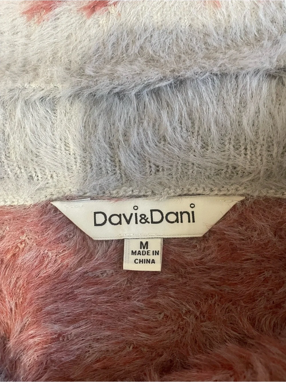 DAVI & DANI Cream and Rust Fuzzy Checkered Two-Piece Skirt Set